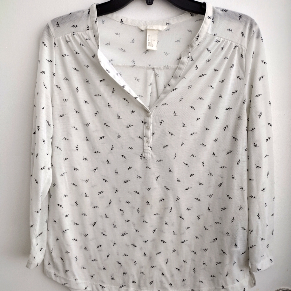 H&M White Leaf Top